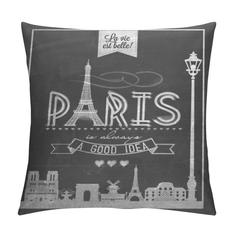 Personality  Retro Style With Paris Symbols And Landmarks Pillow Covers