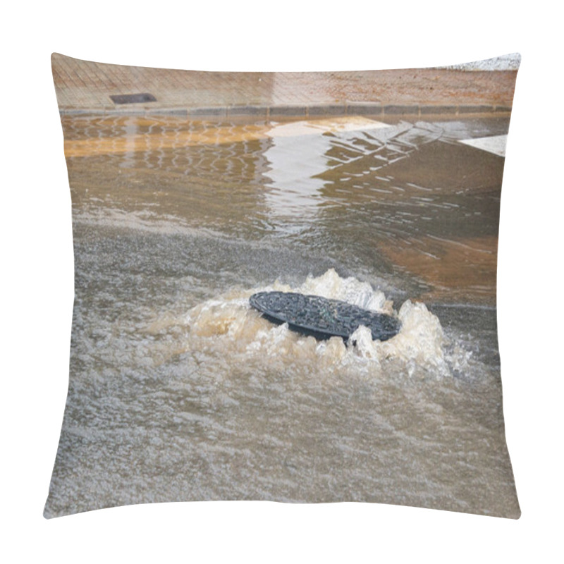 Personality  Floods. Flood. Streets, Promenades And Beach Flooded. Rains. Storms. Storm. Tropical. Hurricane. Dead. Disappeared. Heavy Rain. 2024. Cyclone. Valencia. Spain. Torrential. Flooding. Albacete. Barcelona. Zaragoza Pillow Covers