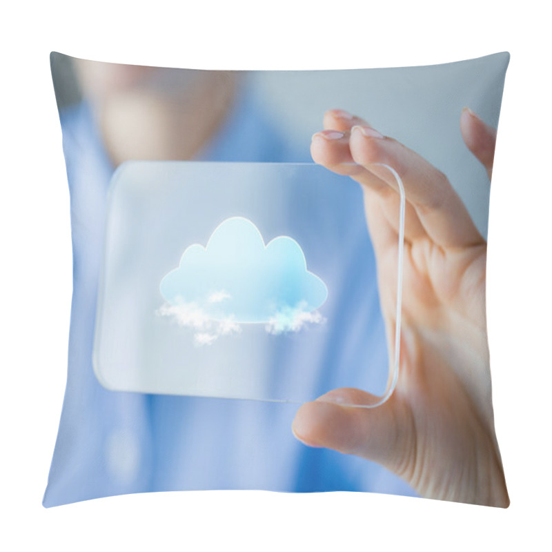 Personality  Close Up Of Woman With Transparent Smartphone Pillow Covers