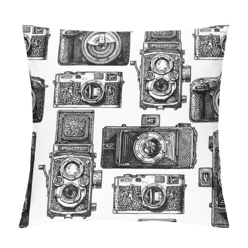 Personality  Seamless Pattern With Photo Cameras Pillow Covers