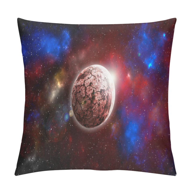 Personality  Unknown Planet From Outer Space. Space Nebula. Cosmic Cluster Of Stars. Outer Space Background. 3D Illustration. Pillow Covers