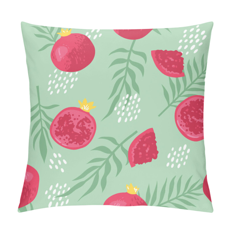 Personality  Vector Summer Pattern With Pomegranates, Flowers And Leaves. Seamless Texture Design. Pillow Covers