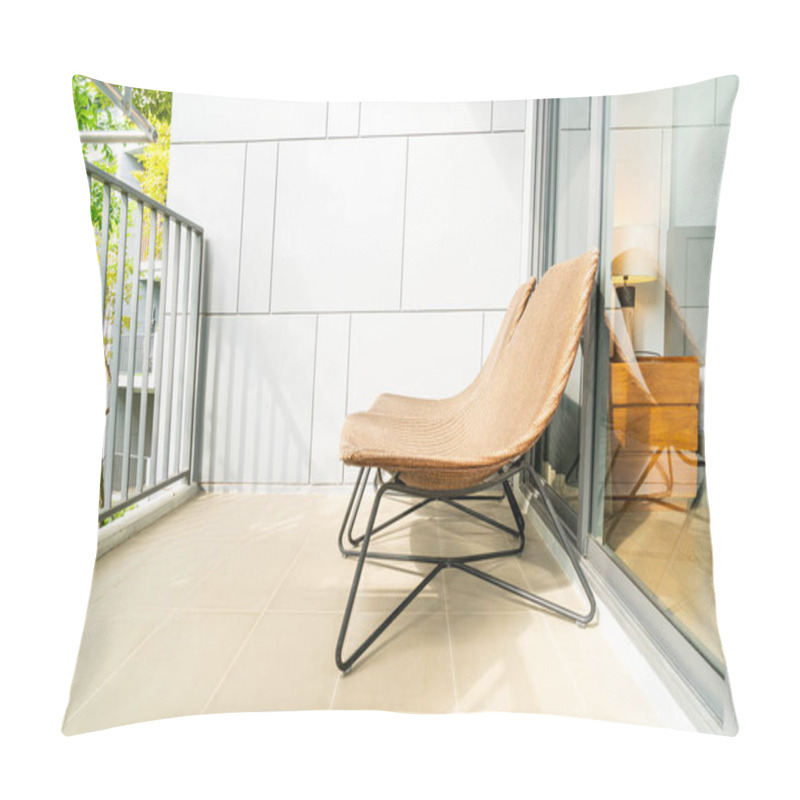 Personality  Empty Outdoor Patio Chair On Balcony Pillow Covers