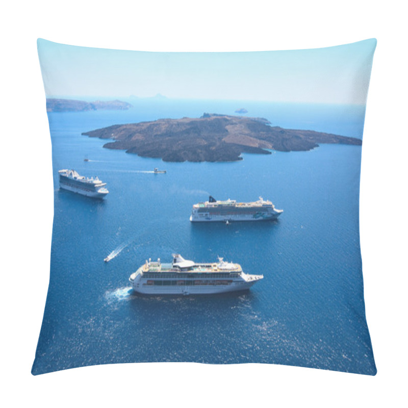 Personality  Cruise Ships In Santorini Pillow Covers