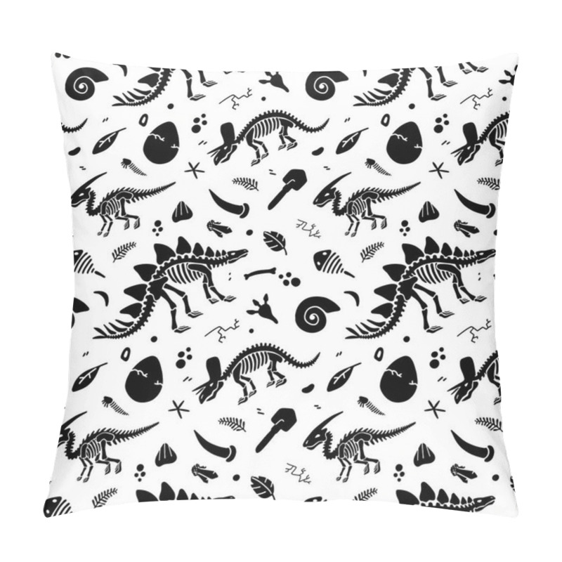 Personality  Dinosaur Skeletons And Fossils. Vector Seamless Pattern.  Pillow Covers