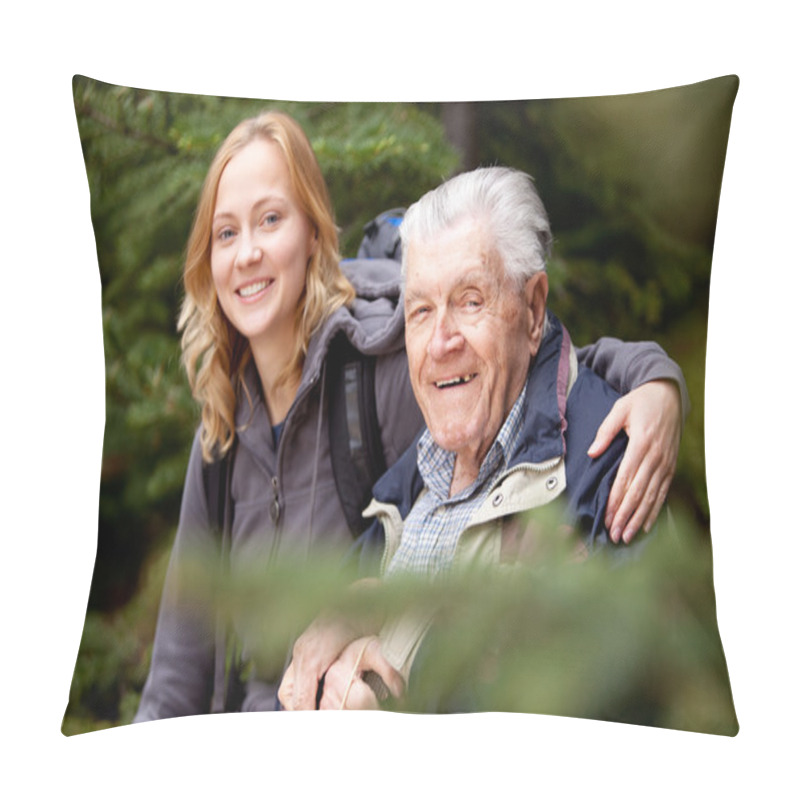 Personality  Portrait Grandfather Granddaughter Pillow Covers