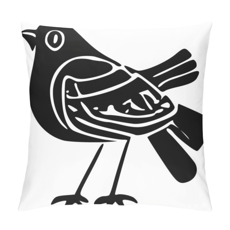 Personality  Black And White Of Illustration Of A Bird Pillow Covers