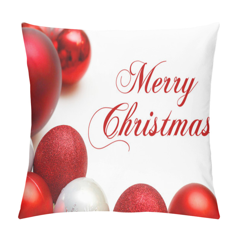 Personality  Group Of Tree Ornaments Framing Merry Christmas Text Pillow Covers