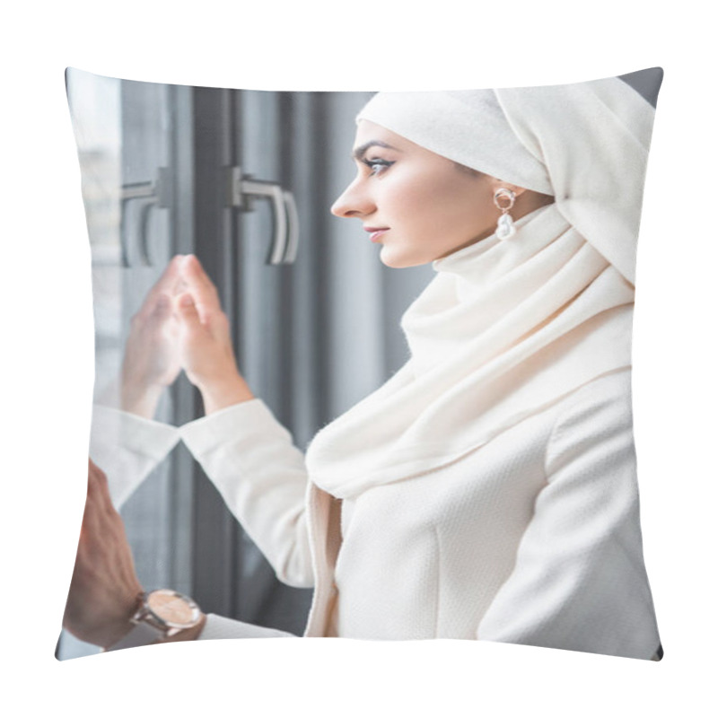 Personality  Side View Of Young Muslim Woman Looking At Window  Pillow Covers