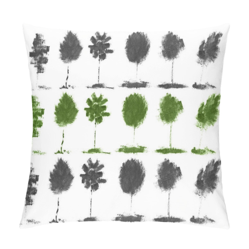 Personality  Ink Floral Leaves Illustrations Of Trees With Natural Texture Grunge Mascara. Pillow Covers