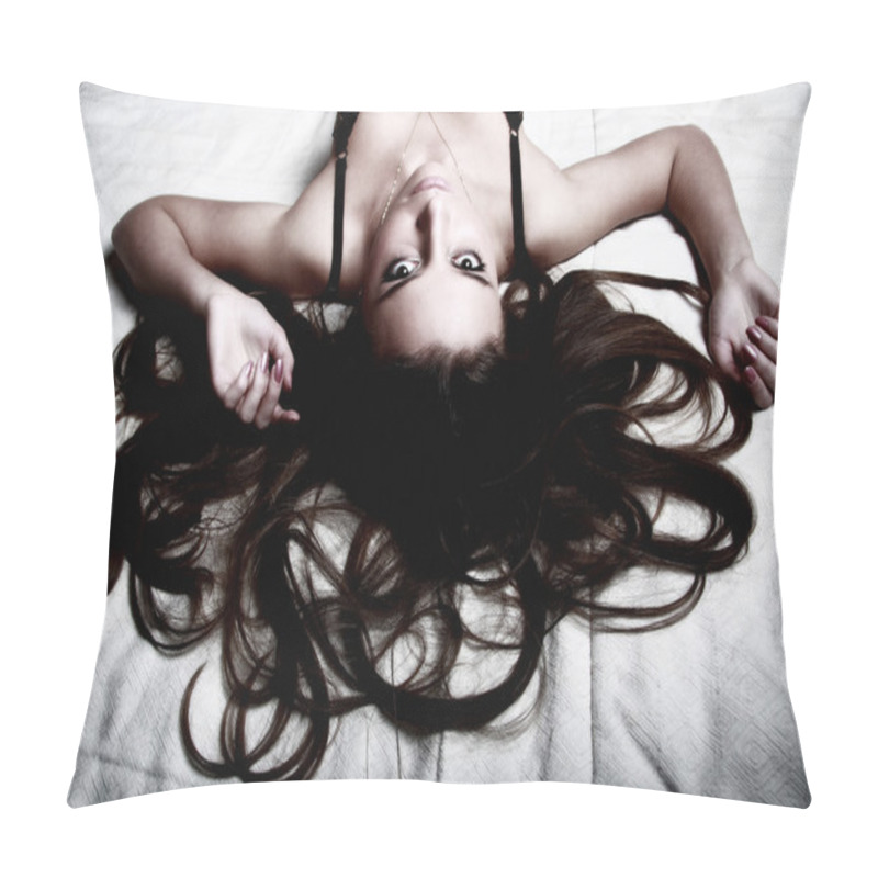 Personality  Beautiful Model With Chaos From Hair Pillow Covers