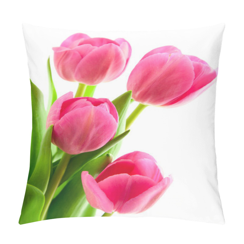 Personality  Bouquet Of Pink Tulips Isolated  Pillow Covers