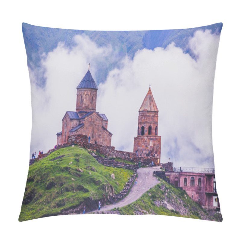 Personality  Gergeti Trinity Church In The Mountains Of The Caucasus Pillow Covers