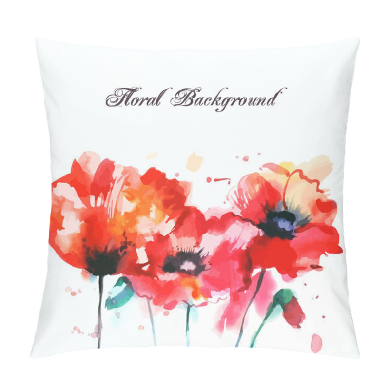 Personality  Red Poppies On A White Background Pillow Covers