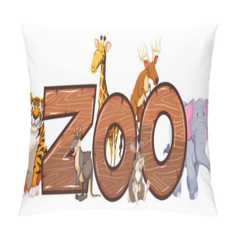 Personality  Word Design For Zoo With Wild Animals Pillow Covers