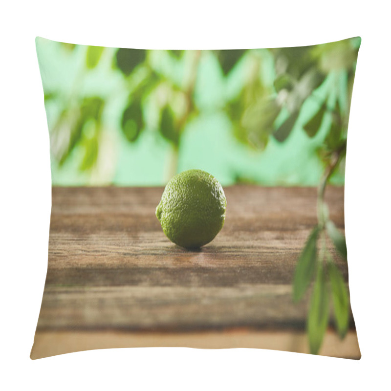 Personality  Selective Focus Of Fresh And Whole Lime On Wooden Surface  Pillow Covers