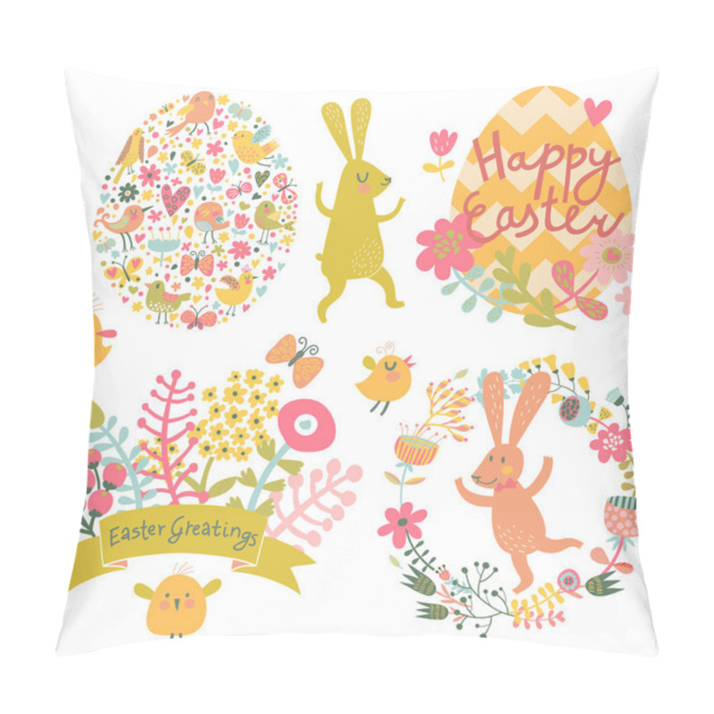 Personality  Easter Concept Set In Vector. Pillow Covers