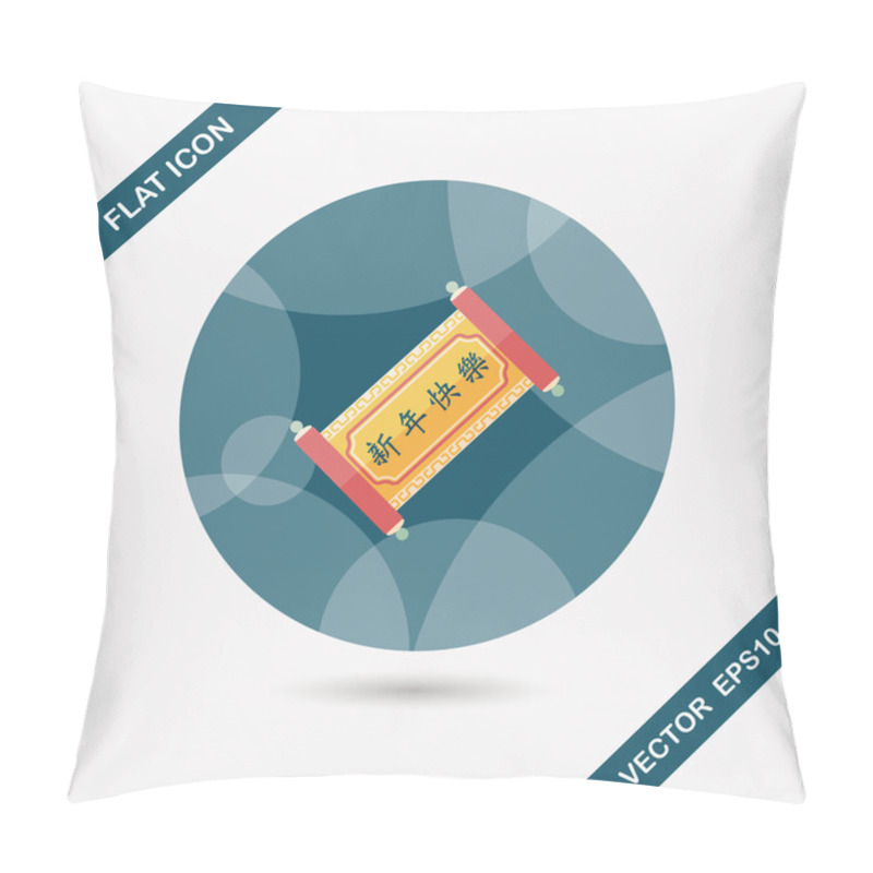 Personality  Chinese New Year Flat Icon With Long Shadow,eps10, Chinese Words Pillow Covers