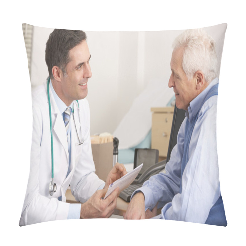 Personality  American Doctor Talking To Senior Man In Surgery Pillow Covers