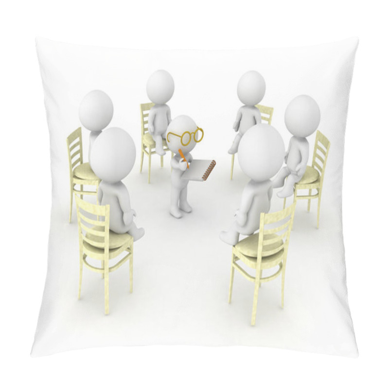 Personality  3D Illustration Of Therapist Helping Patients Of Twelve Step Hel Pillow Covers