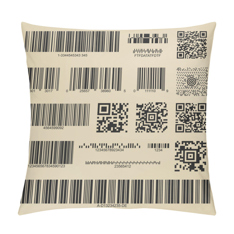 Personality  Set Or 3d Codes. Qr Codes And Barcodes. Digital Payment And Information Data Labels Pillow Covers