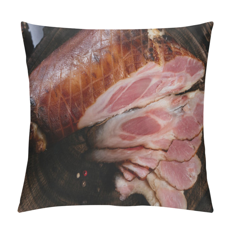 Personality  Golden, Fresh, Appetizing Pork Ham, Pork Leg, Smoked, Grilled, BBQ. Snacks For Beer, For Gourmets. Natural Homemade Food. High Quality Photo Pillow Covers