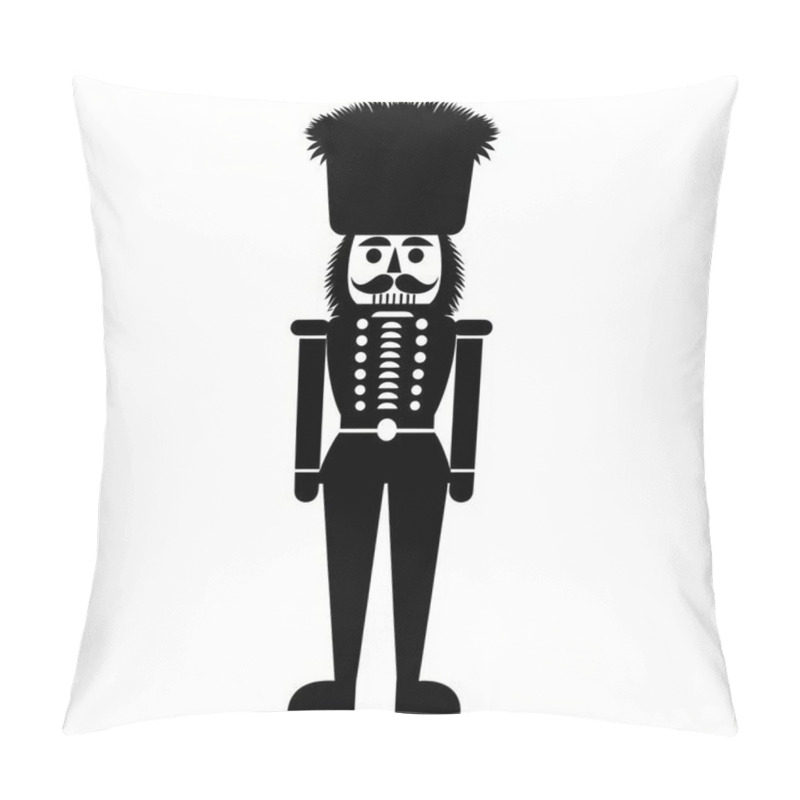 Personality  A Striking Black Silhouette Of A Nutcracker Soldier, Complete With A Fuzzy Hat And Buttons, Ideal For Festive Decorations. Pillow Covers