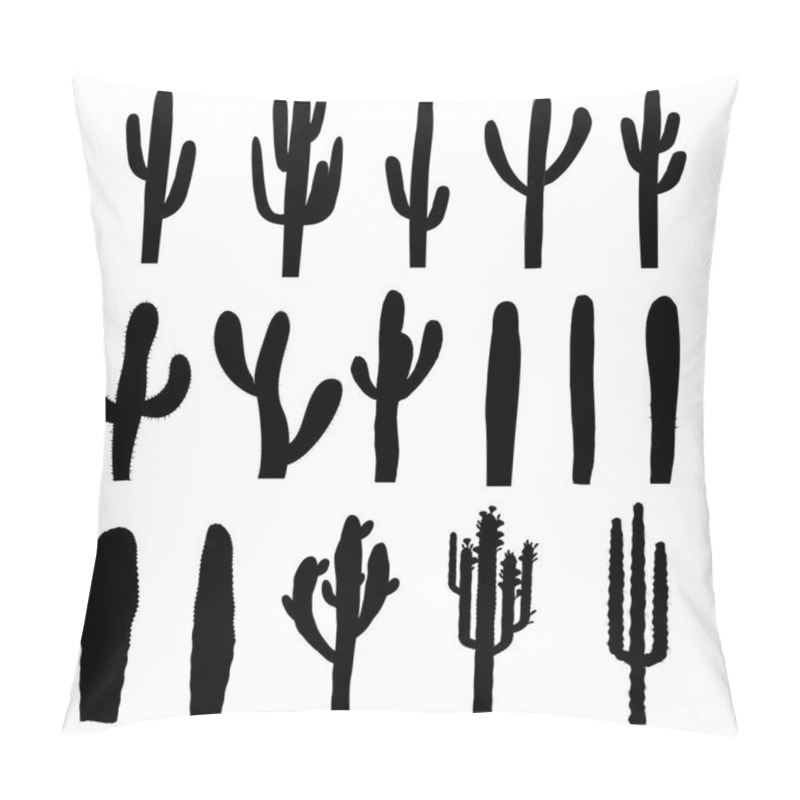 Personality  Black Silhouettes Of Saguaro Cactus. Vector Pillow Covers