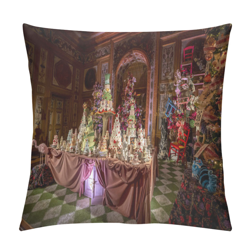 Personality  Maincy, France - 11 29 2024: Le Grand Noel. View Of A Fairy Tale Journey Alice In Wonderland Pillow Covers