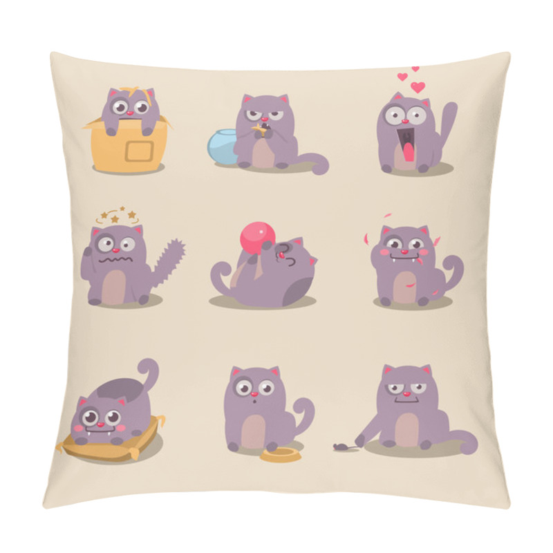 Personality  Set Of Cute Cartoon Cats Pillow Covers