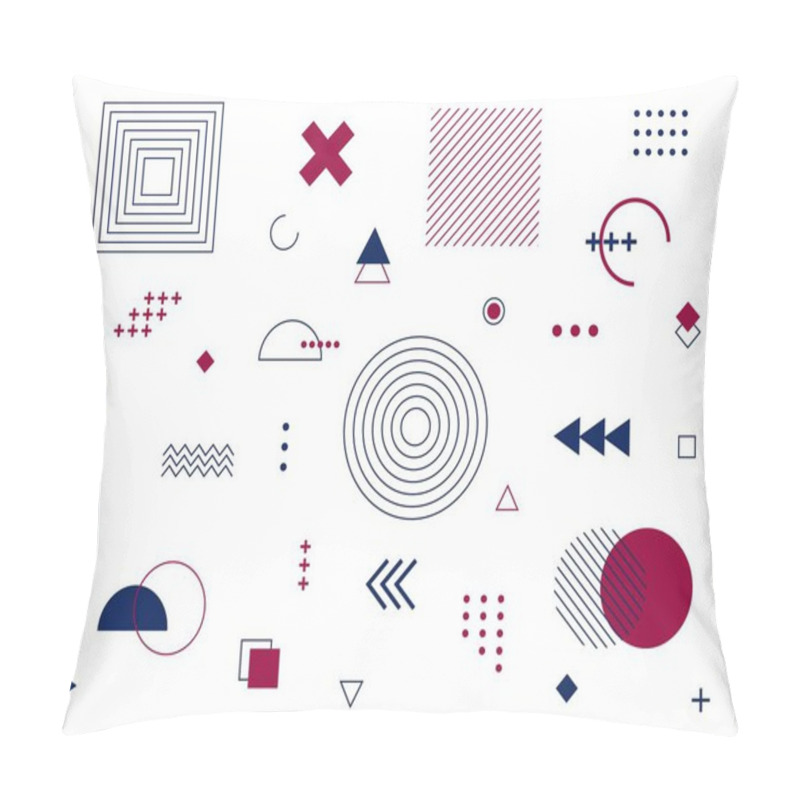 Personality  Memphis Geometric Design Elements. Retro 80-90s Trends Funky Designs, Universal Geometric Shapes Set, Constructivism Memphis Print Symbols Collection Pillow Covers