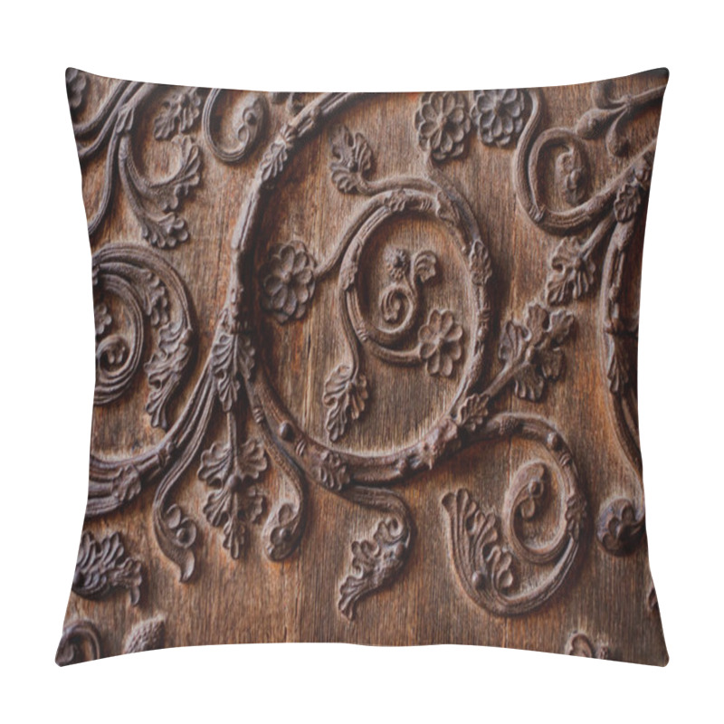 Personality  Beautiful Texture Of Wooden Wrought And Decorated Door In European Style Pillow Covers