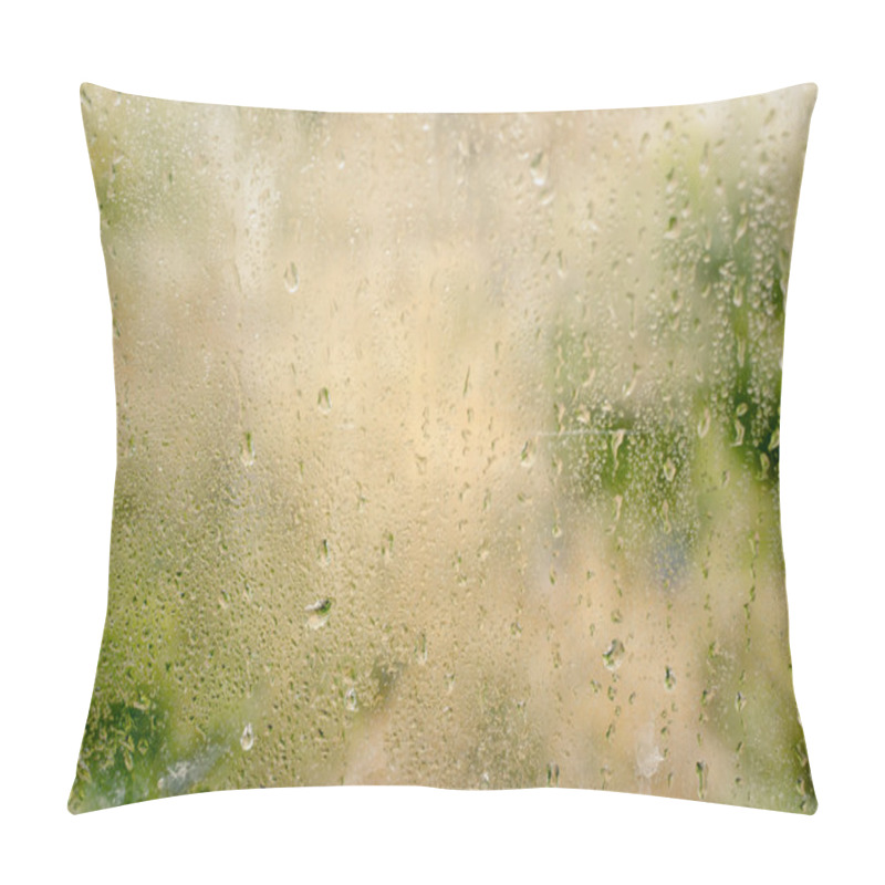 Personality  Rainy Day. Water Drops On Window Glass. Pillow Covers