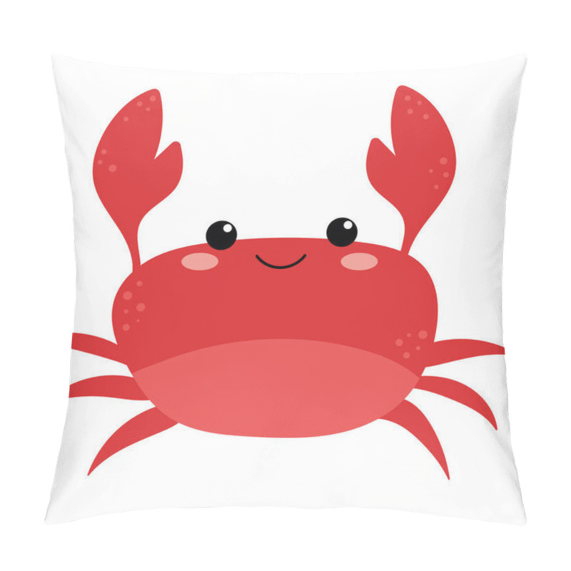 Personality  Vector Illustration Of Cartoon Crab. Cute And Beautiful Hand Drawn Crab. Sea Animal Vector Illustration. Pillow Covers