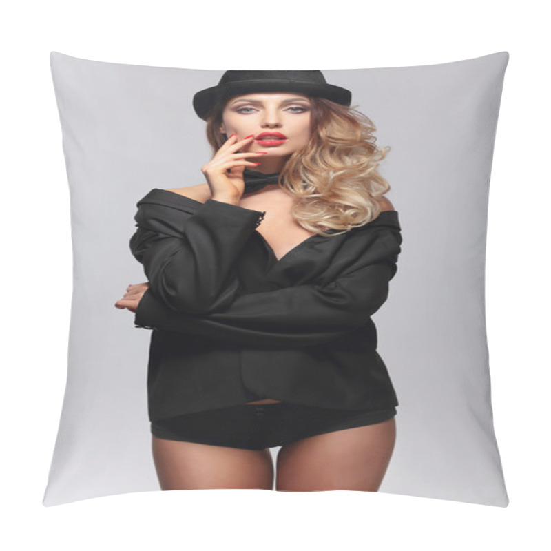 Personality  Woman In A Jacket. Pillow Covers