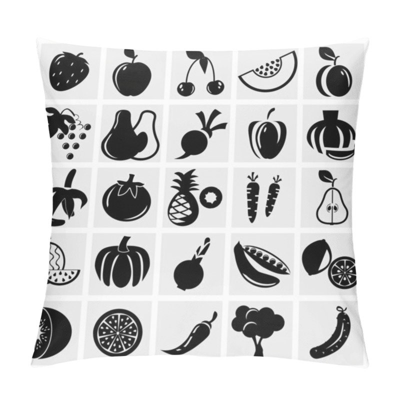 Personality  Fruit And Vegetables Icon Set Pillow Covers