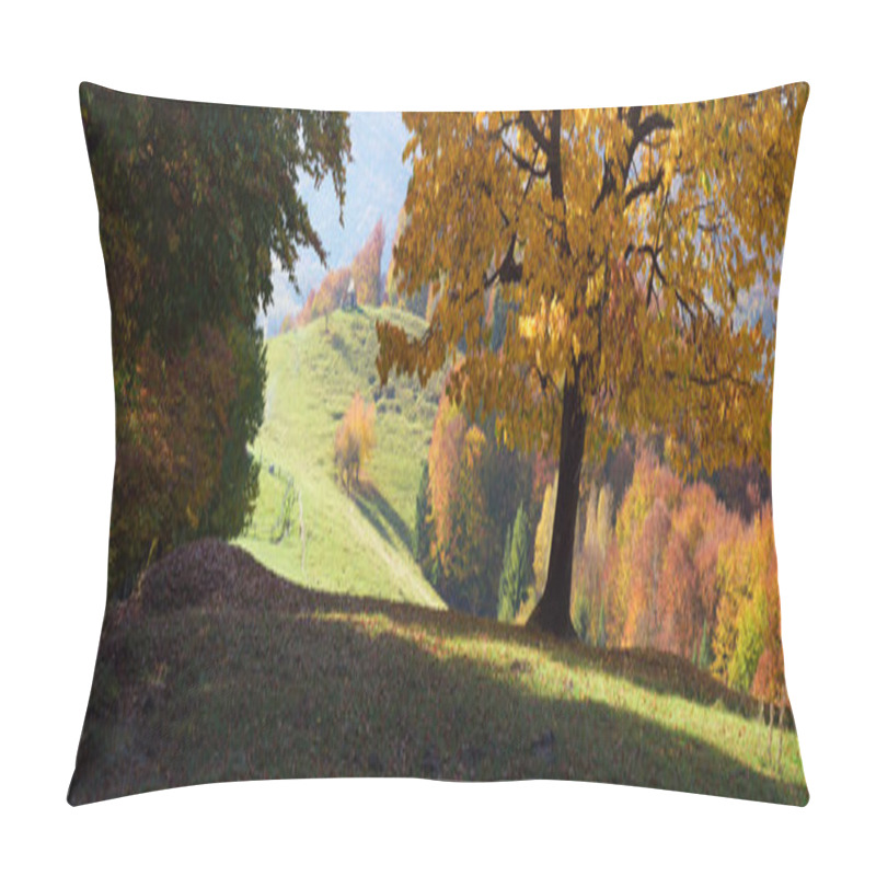 Personality  Autumn Landscape In A Mountain Village With A Beautiful Tree Pillow Covers