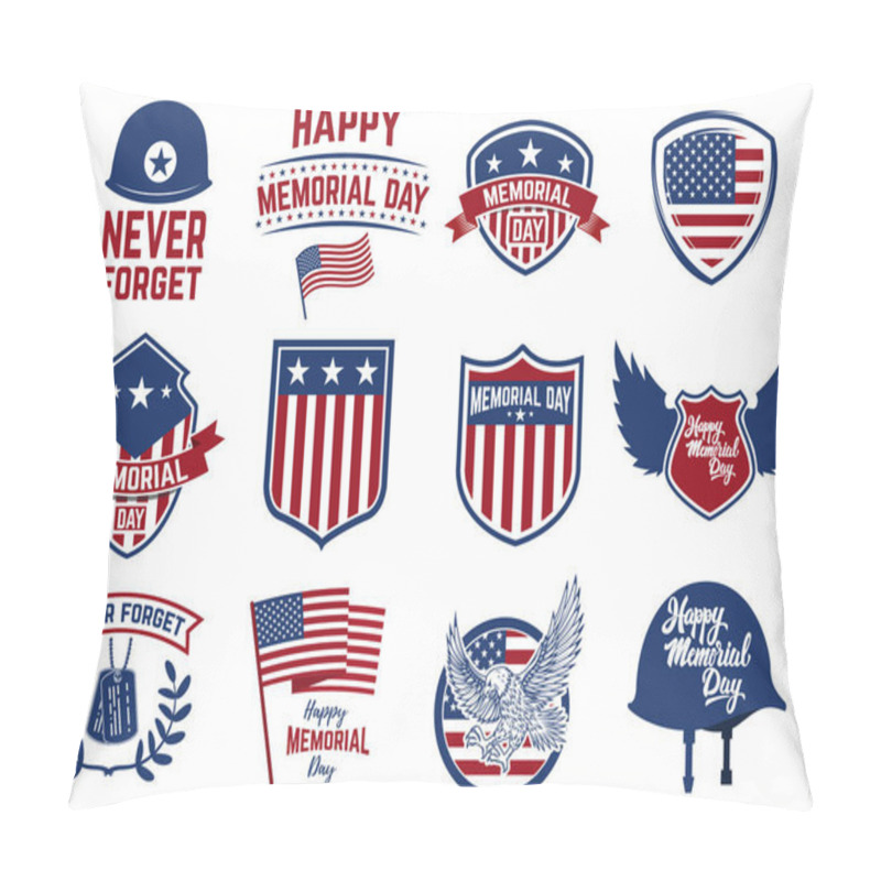 Personality  Set Of Memorial Day Emblems. Design Elements For Poster. Card, Sign. Vector Illustration Pillow Covers