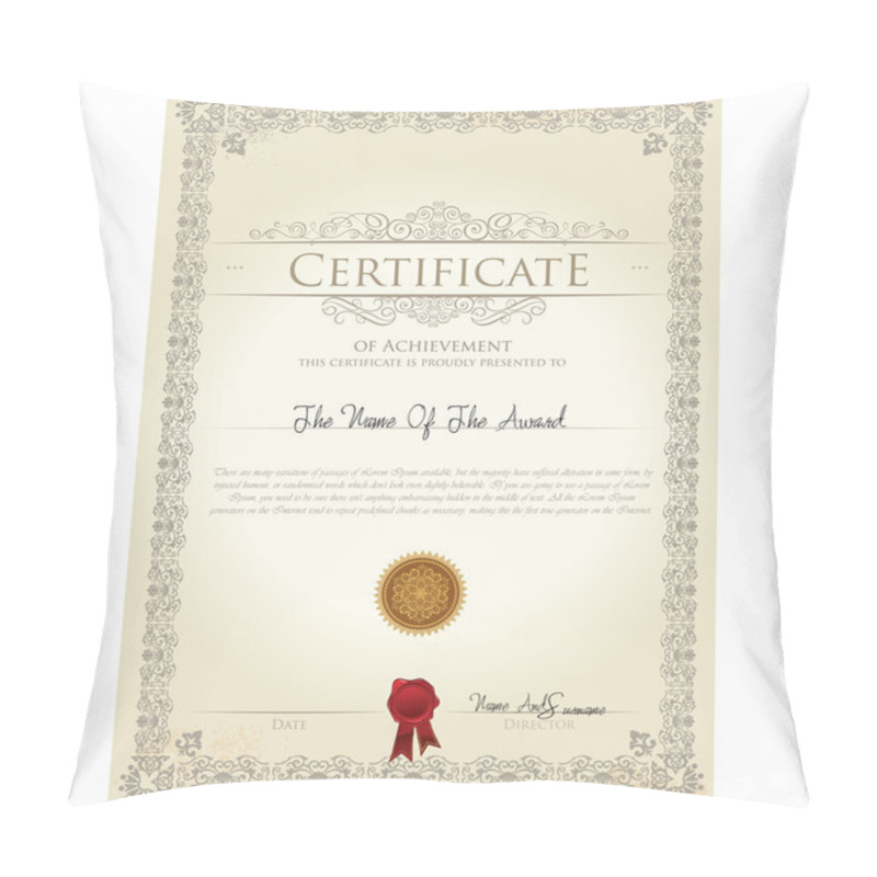 Personality  Vector Illustration Of Detailed Certificate Pillow Covers