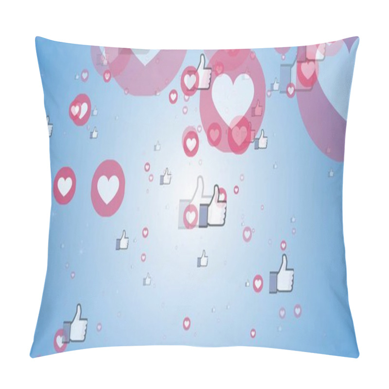 Personality  Animatio Of Social Media Likes And Loves Apearing Fast And Flying To The Top Of Composition On Blue Background Pillow Covers