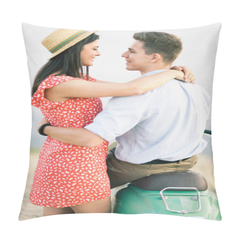 Personality  Young Stylish Couple In Love Walking In Mountains By The Sea. Vine Sunset Summer Mood Pillow Covers