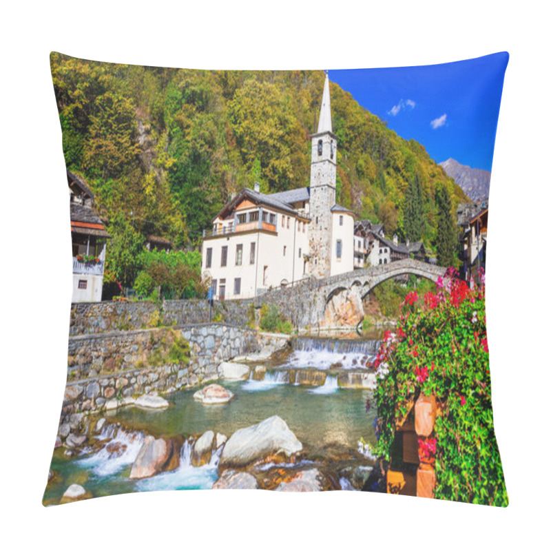 Personality  Picturesque Alpine Village Lillianes In Valle D'Aosta, North Italy. Pillow Covers