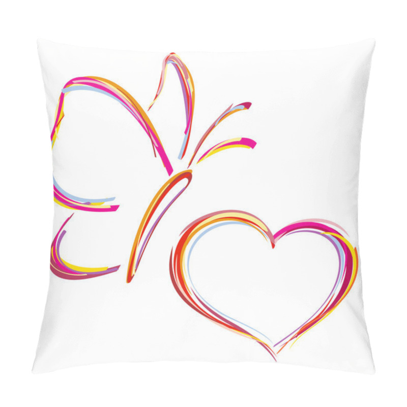 Personality  Painted Heart And Butterfly Pillow Covers