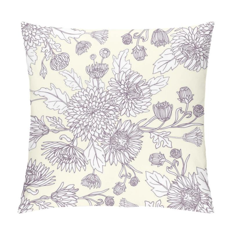 Personality  Seamless Background With Chrysanthemums In Sketch Style. Beautiful Flowers Pattern. Pillow Covers