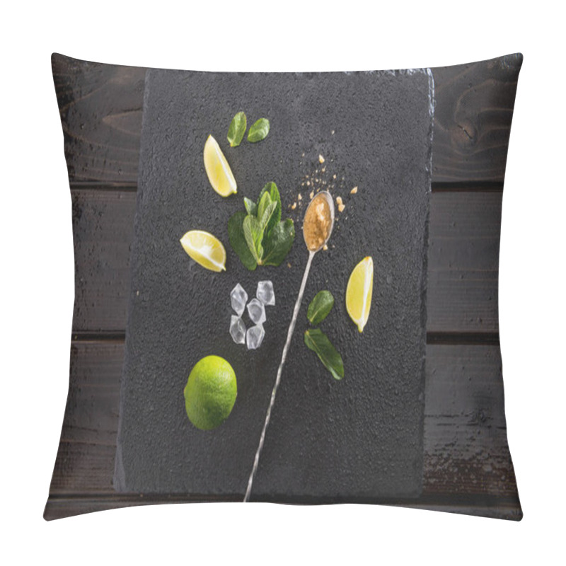 Personality  Lime Slices With Mint And Mix Spoon Pillow Covers