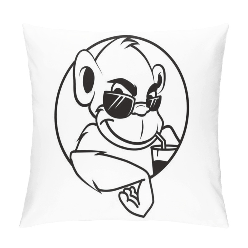 Personality  Cool Monkey Sunglasses Emblem Pillow Covers