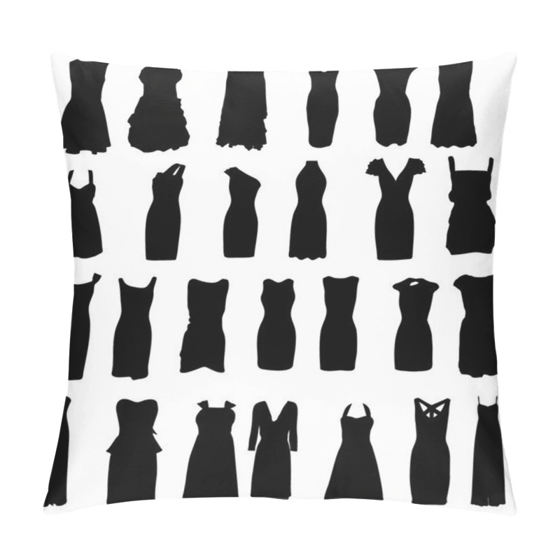 Personality  Set Of Dresses Silhouette Isolated On White Background Pillow Covers