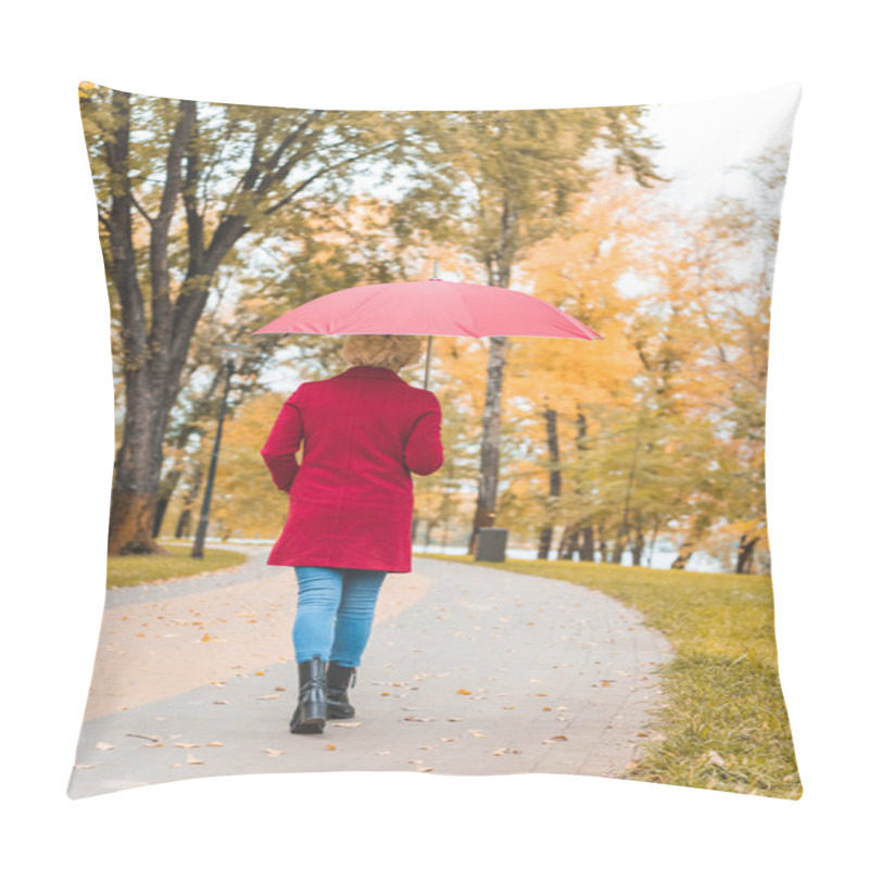 Personality  Woman Walking In Autumn Park Pillow Covers