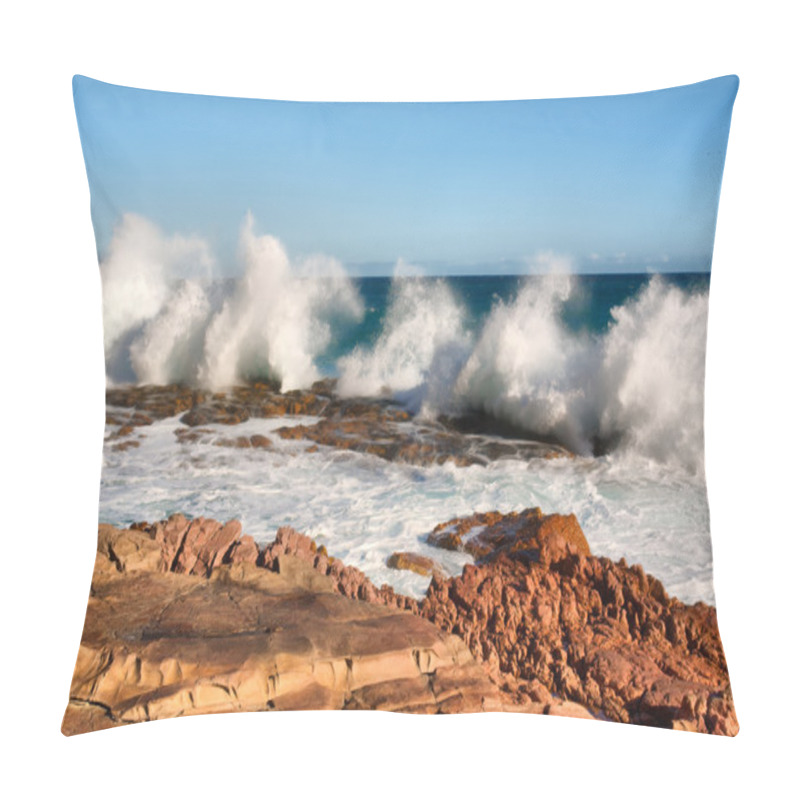 Personality  Row Of Wave Splashes On Red Rock Beach Pillow Covers