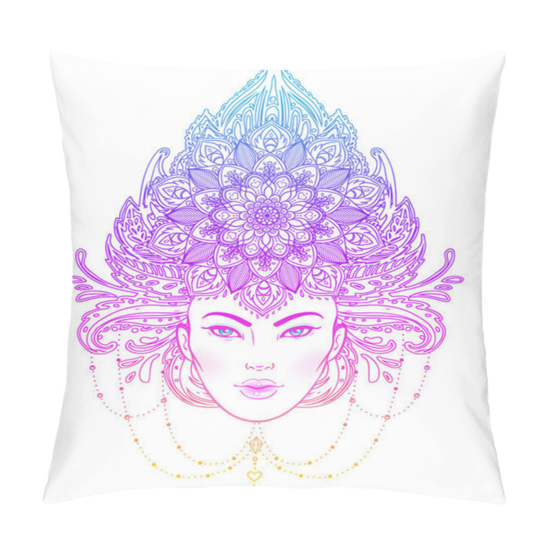 Personality  Tribal Fusion Boho Diva. Beautiful Asian Divine Girl With Ornate Pillow Covers